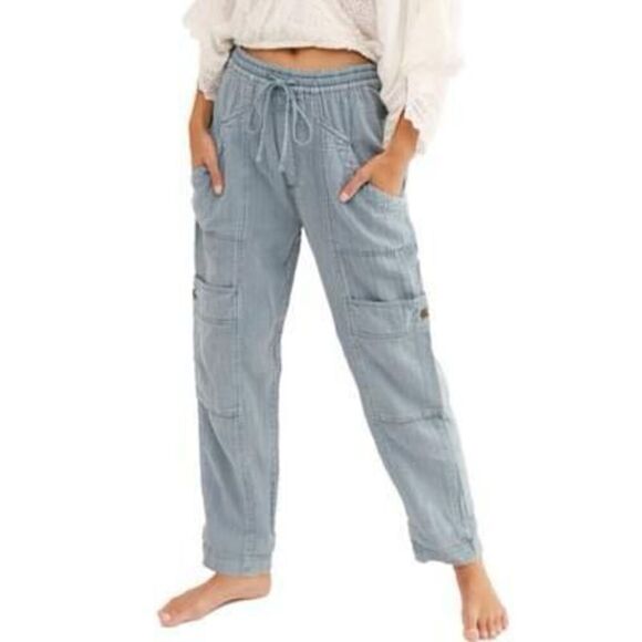 Free People Feelin Good Drawstring Utility Pants - Sea Spray Size XS - Picture 1 of 3